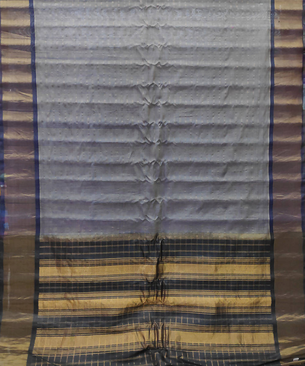 grey Handwoven Uppada Cotton Silk Saree