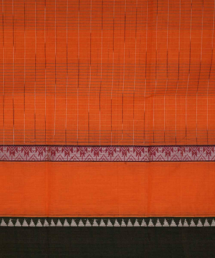 Bright orange handwoven cotton narayanpet saree