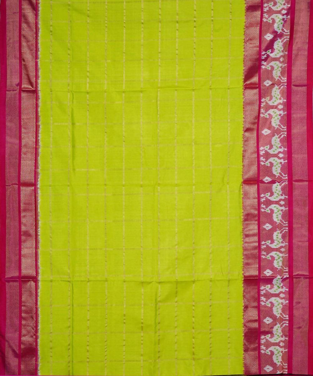 Lime green handwoven ikkat silk pochampally saree