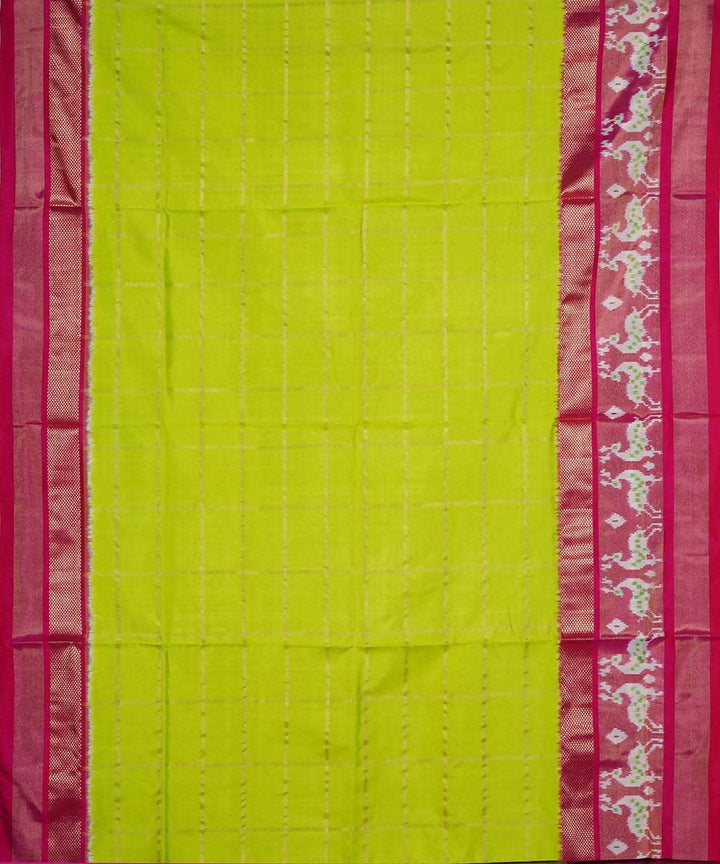 Lime green handwoven ikkat silk pochampally saree