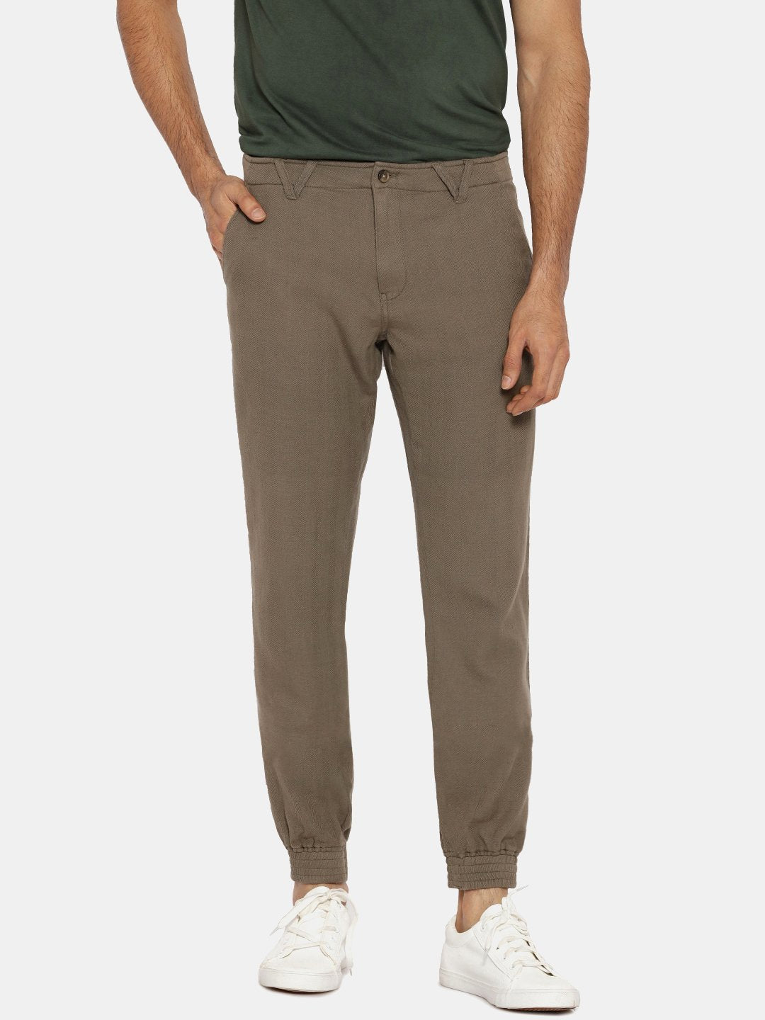 Khaki herringbone pant