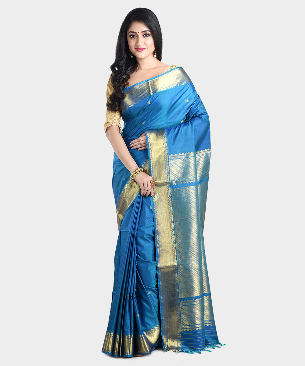 Blue handwoven silk saree