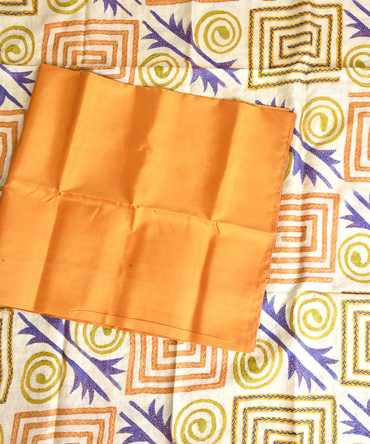 2pc Mustard beige hand embroidery silk dress material