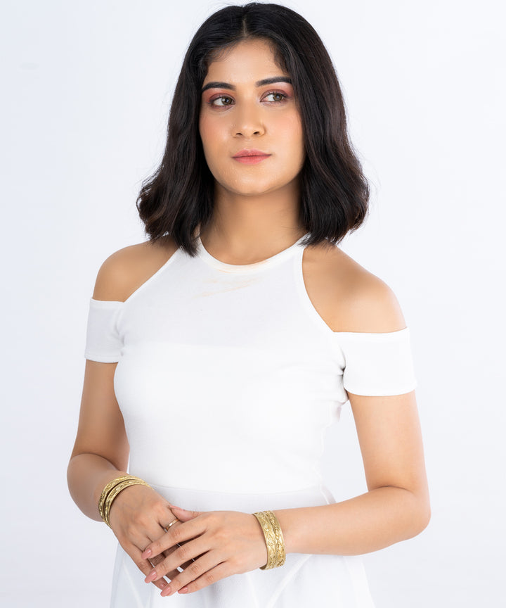 Golden geometric dhokra brass single bangle (Size-2.4)