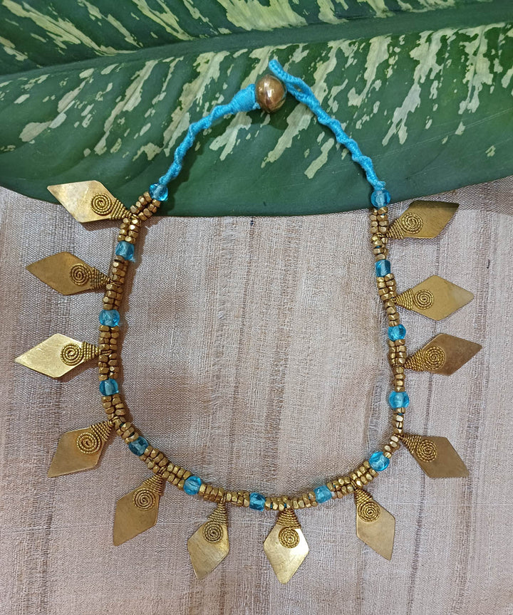 Sky blue handcrafted dokra necklace