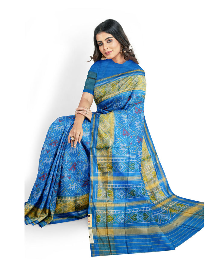 Turquoise blue handwoven patola silk saree
