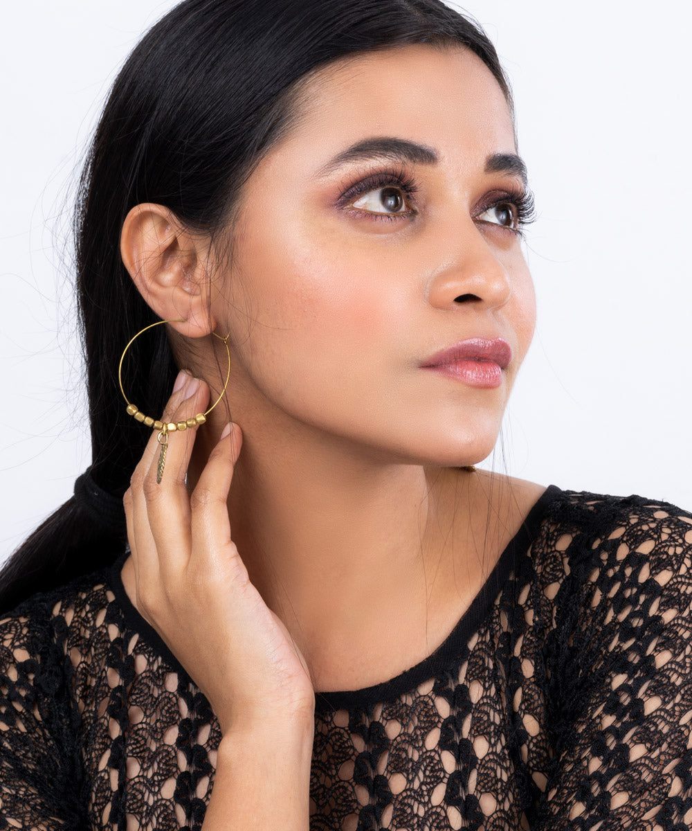 Golden dhokra hoops brass earing