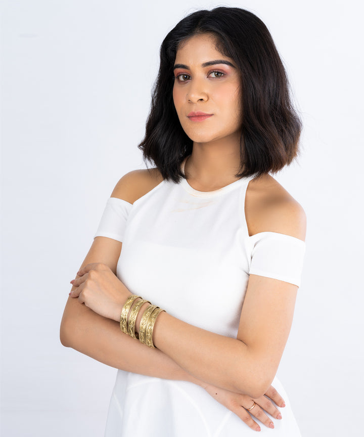Golden dhokra brass single bangle (Size-2.6)