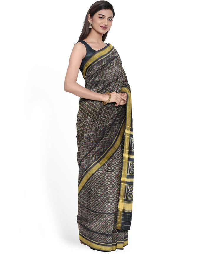 Black handwoven patola silk saree