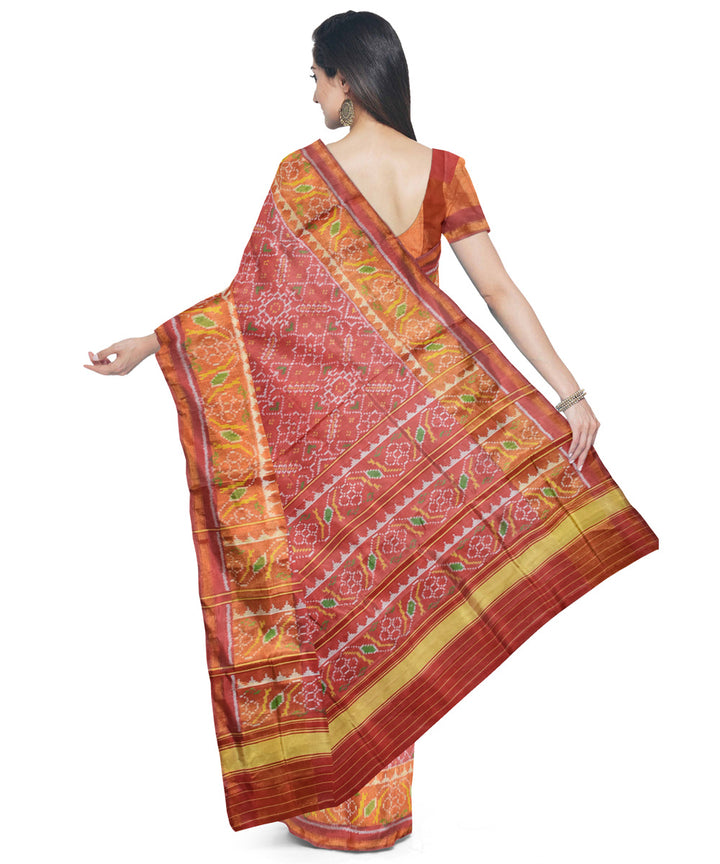Peach silk handloom patola saree