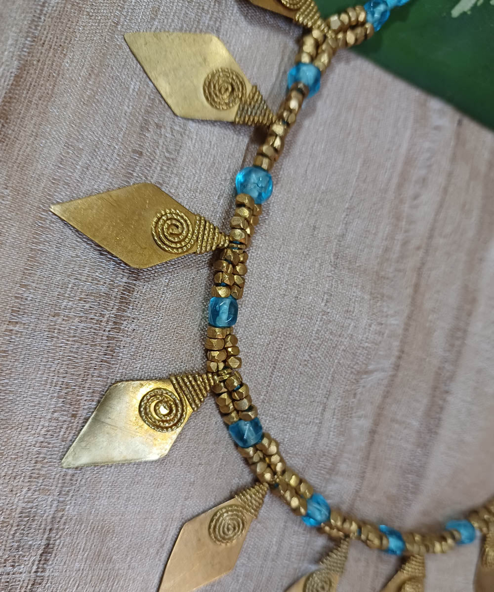 Sky blue handcrafted dokra necklace