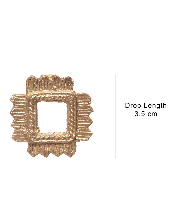 Golden dhokra brass rhombus stud eearrings