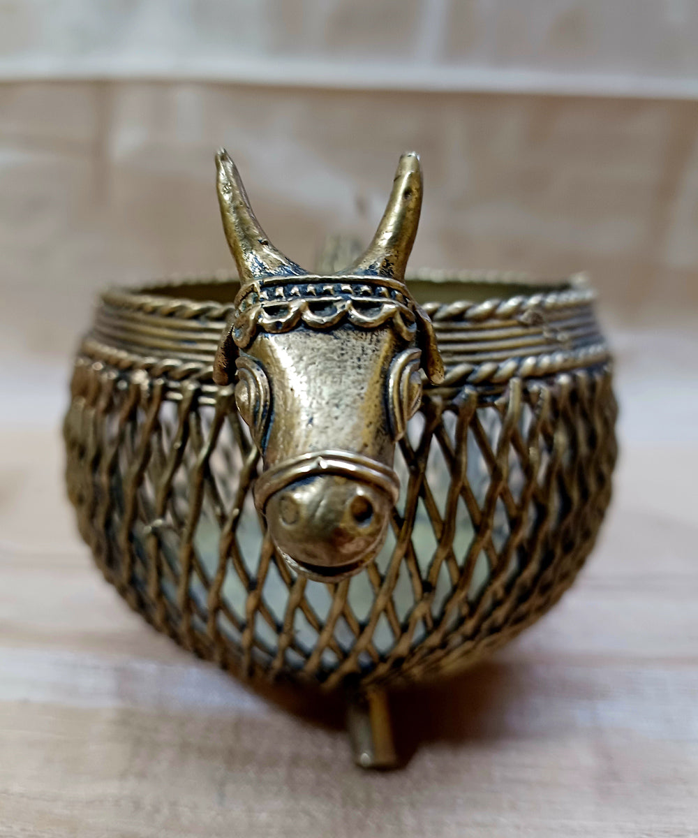 Dhokra brass handcrafted pen holder decor