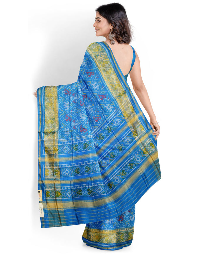 Turquoise blue handwoven patola silk saree