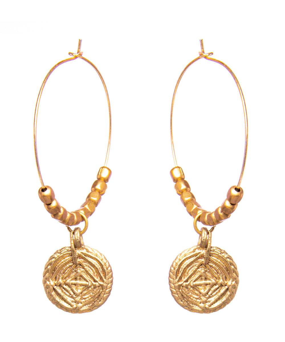 Golden dhokra hoops brass earing