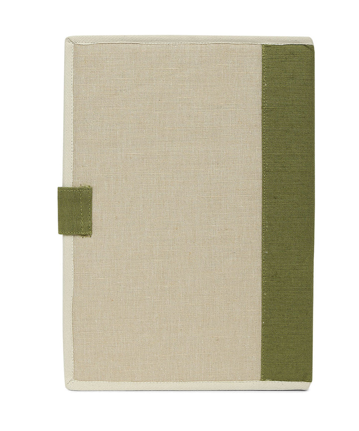 Light green beige hand printed canvas folder