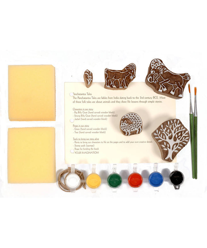 Block Print DIY Craft Kit Panchatantra Story(Goats and The Jackal)