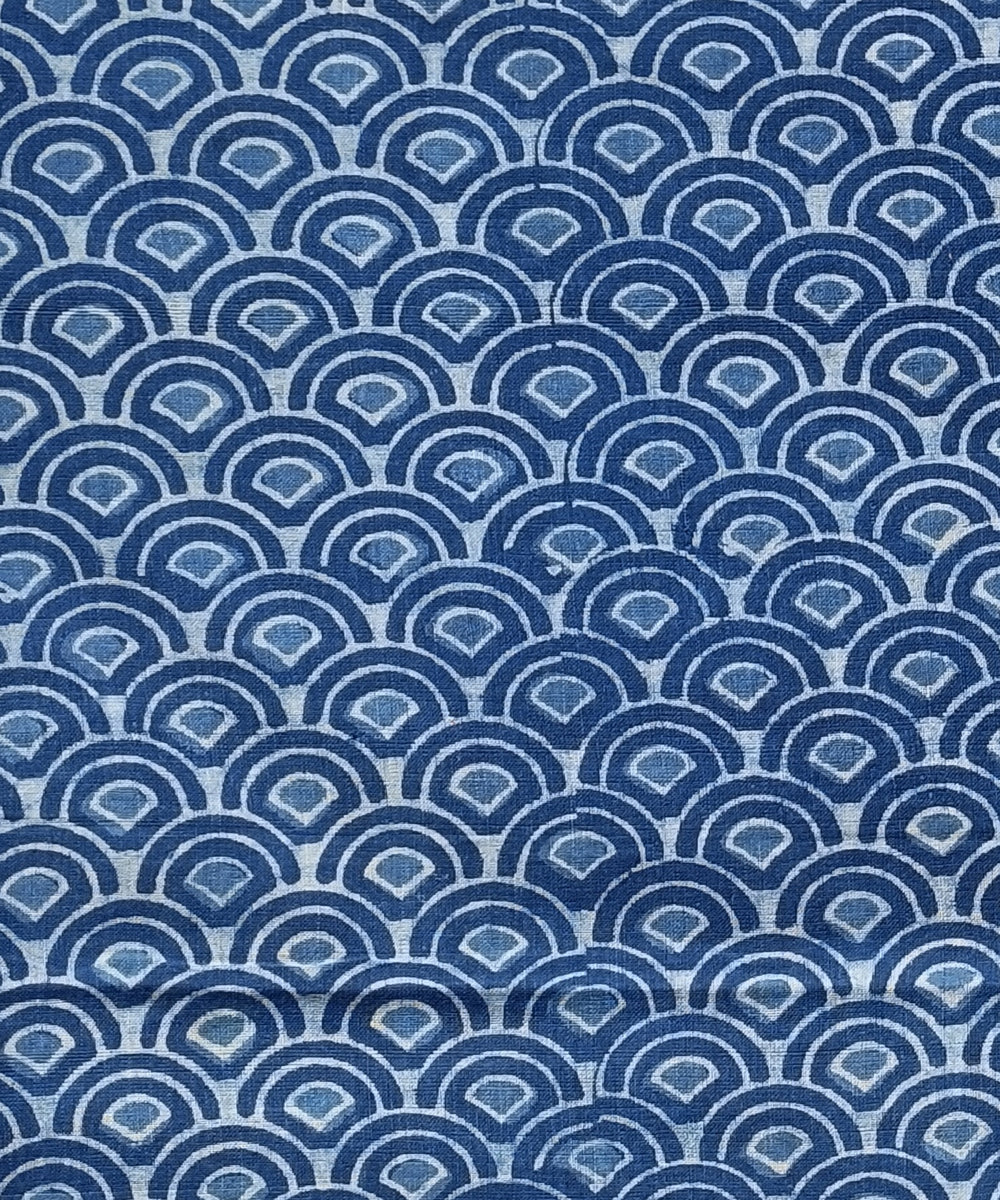 2.5m Indigo dabu print handspun hand loom cotton kurta fabric