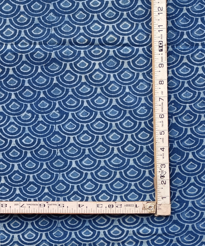 2.5m Indigo dabu print handspun hand loom cotton kurta fabric