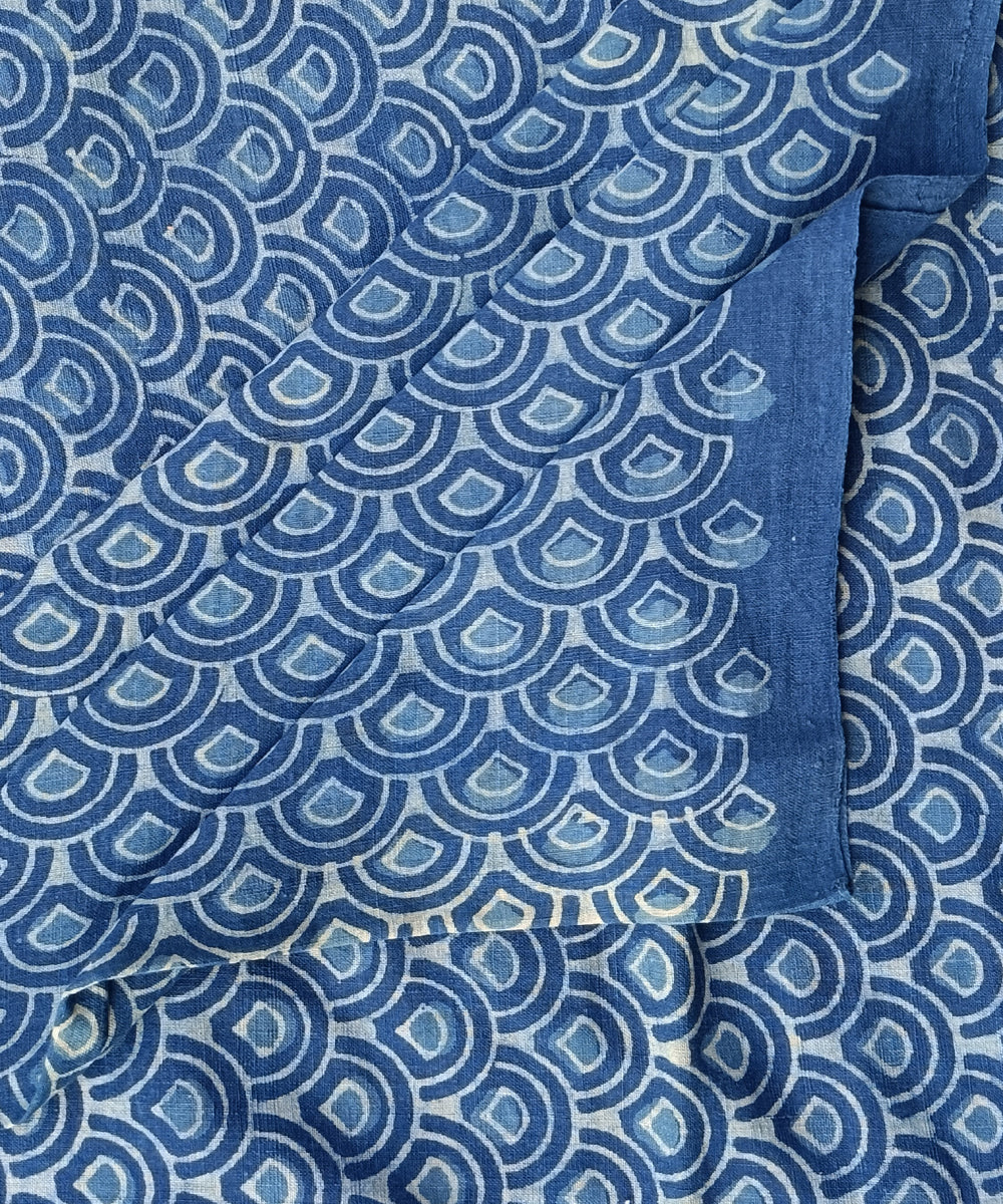 2.5m Indigo dabu print handspun hand loom cotton kurta fabric