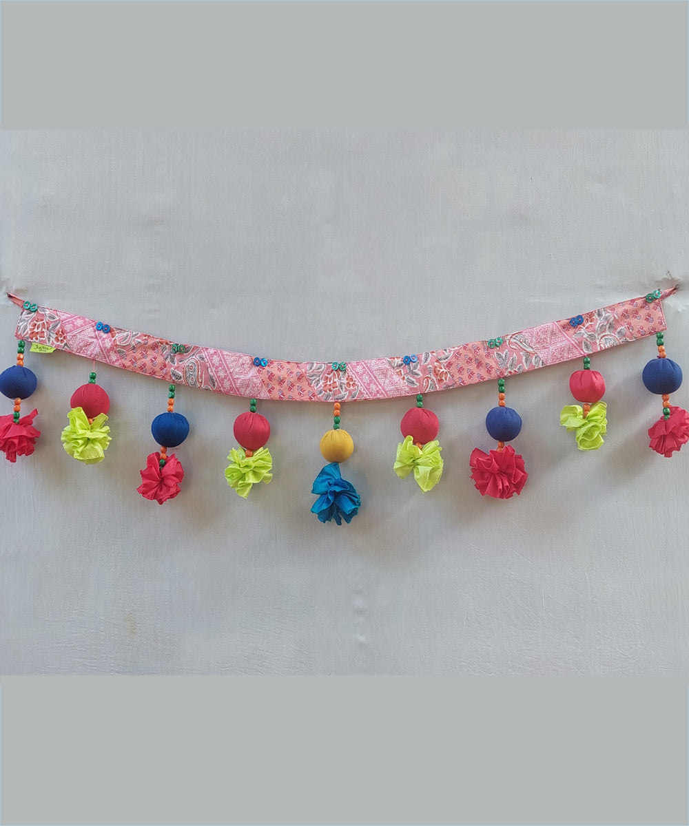 Multicolor handcrafted cotton silk toran
