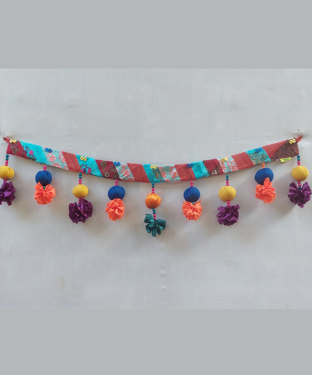 Multicolour handcrafted cotton silk toran