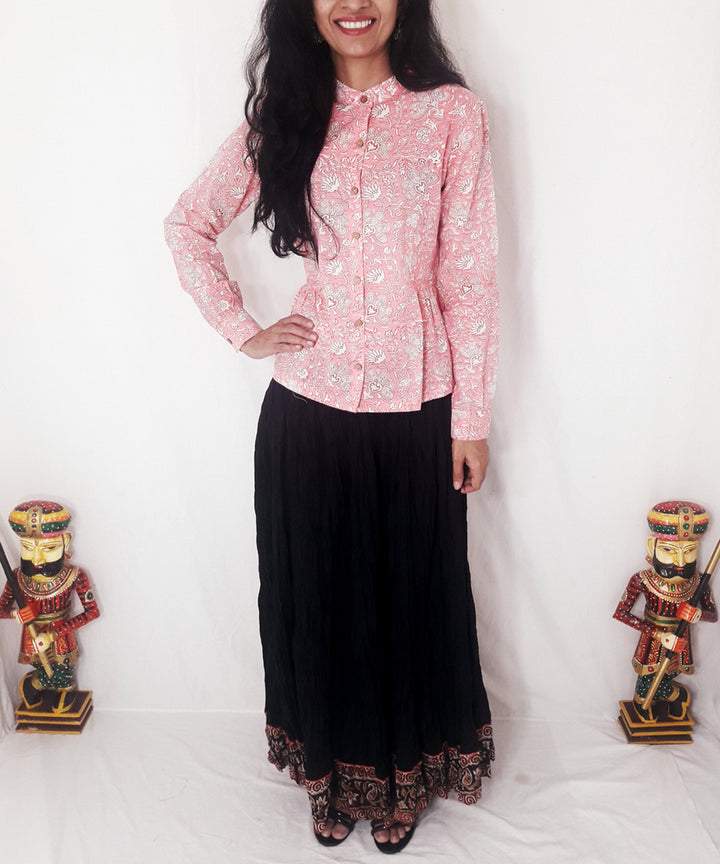 Pink handblock print cotton top