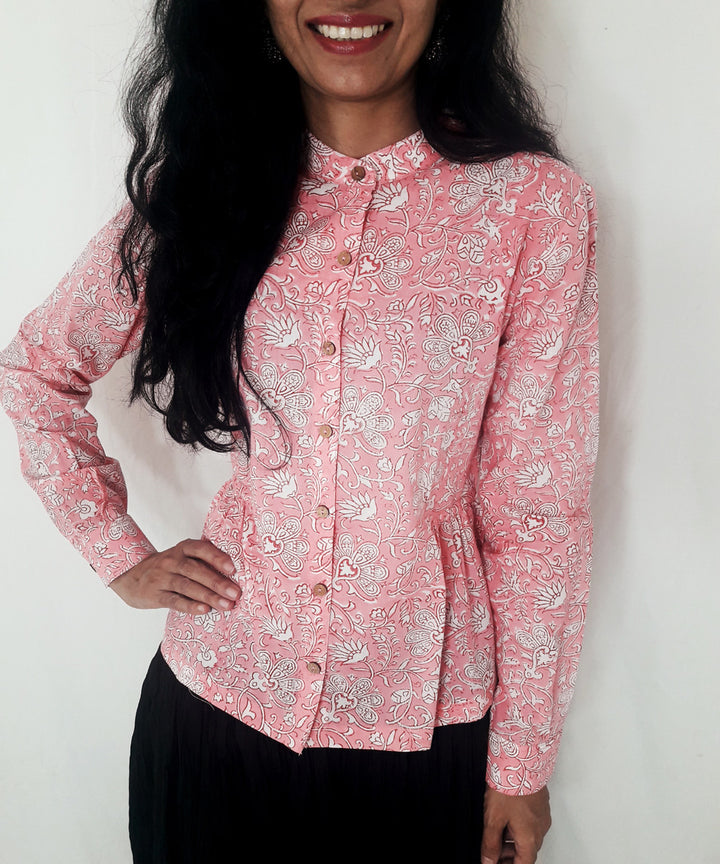 Pink handblock print cotton top
