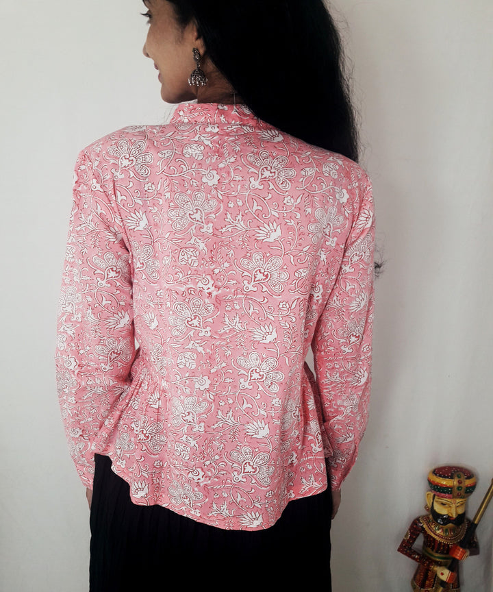 Pink handblock print cotton top