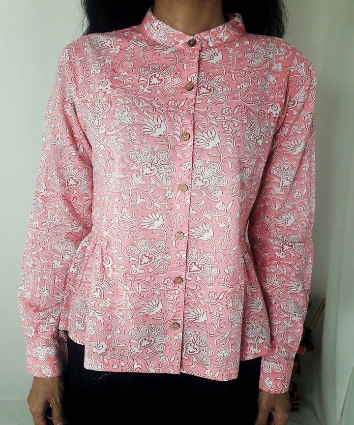 Pink handblock print cotton top
