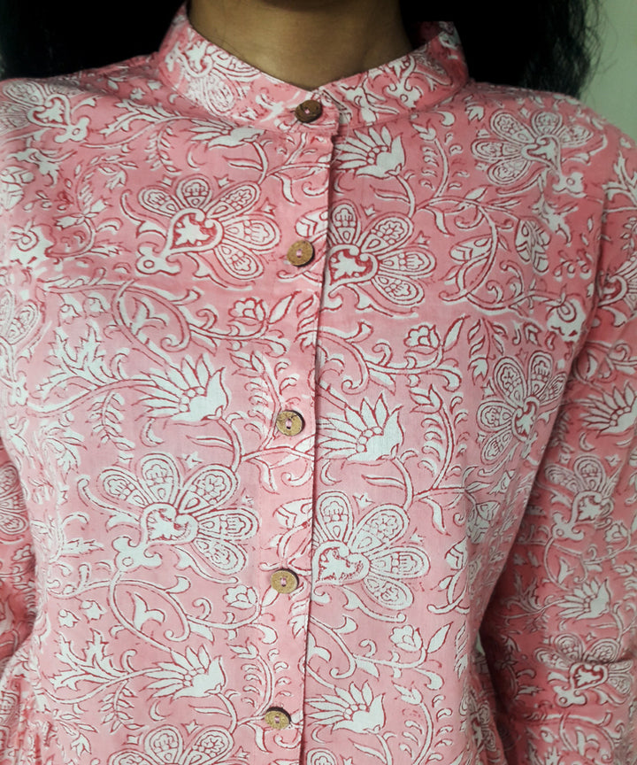 Pink handblock print cotton top