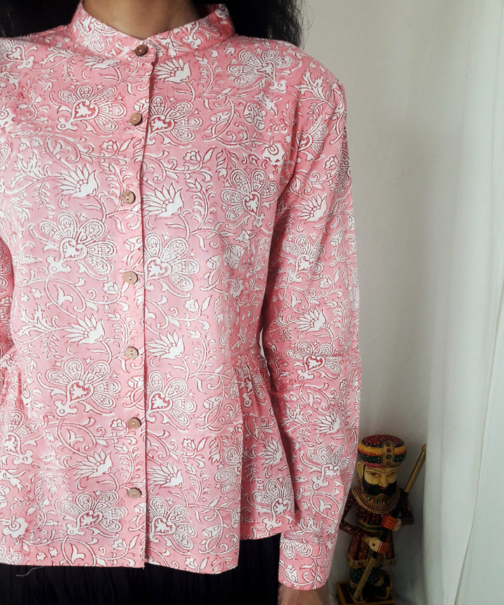 Pink handblock print cotton top