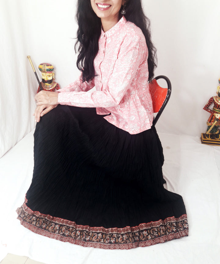 Pink handblock print cotton top