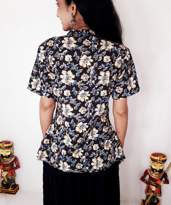 Multi color hand block print cotton top