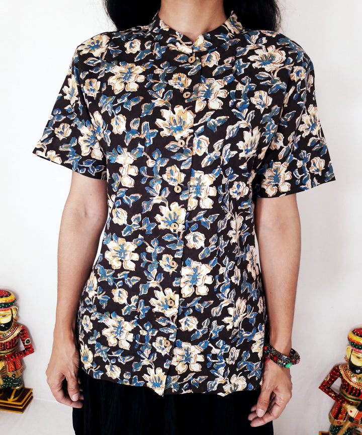 Multi color hand block print cotton top