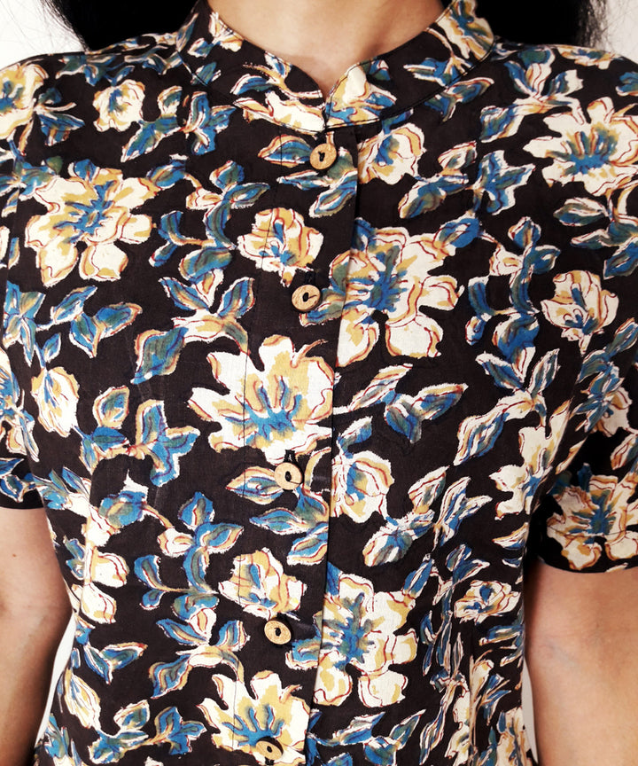 Multi color hand block print cotton top