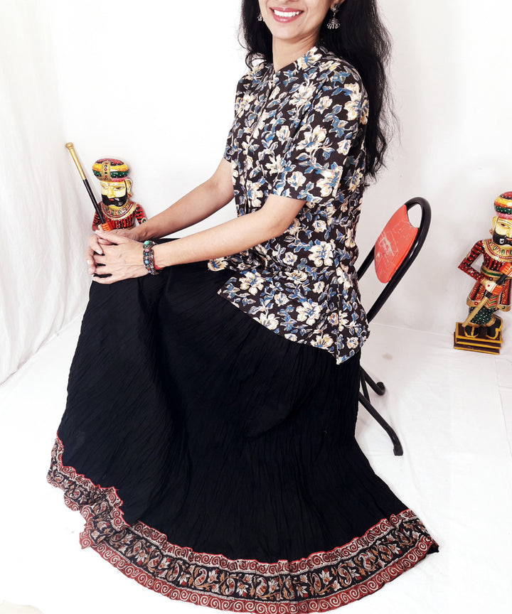 Multi color hand block print cotton top