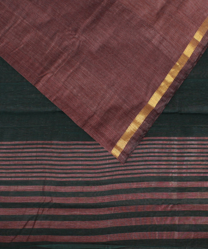 Brown black cotton karnataka handwoven saree