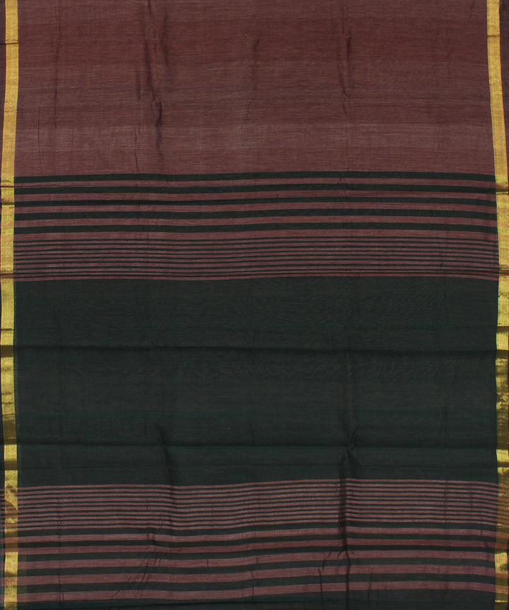 Brown black cotton karnataka handwoven saree