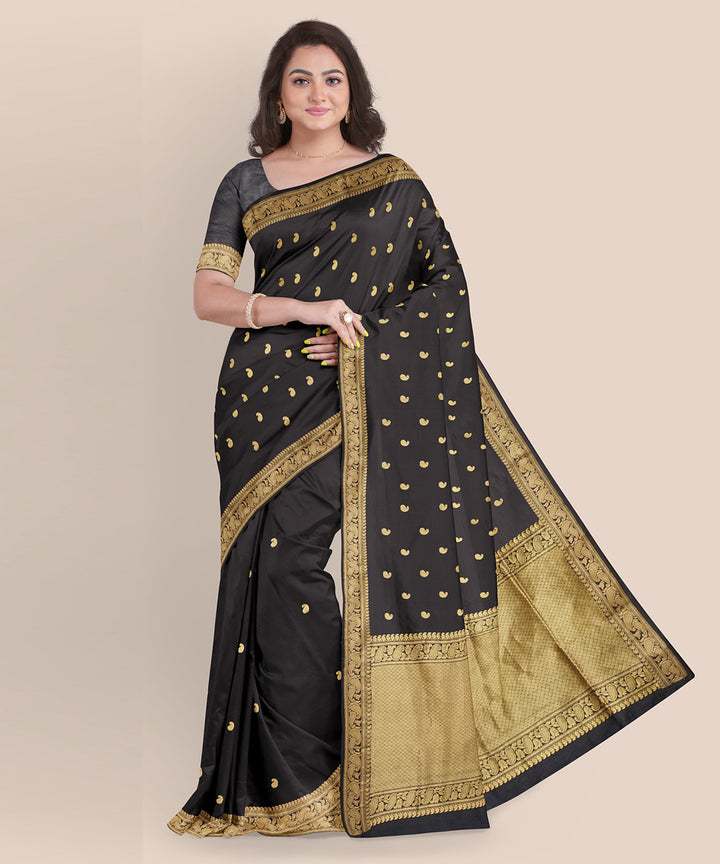 Black silk handloom banarasi saree