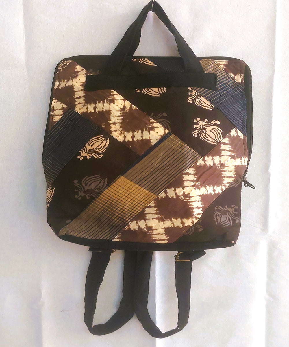 Brown black handcrafted backpack