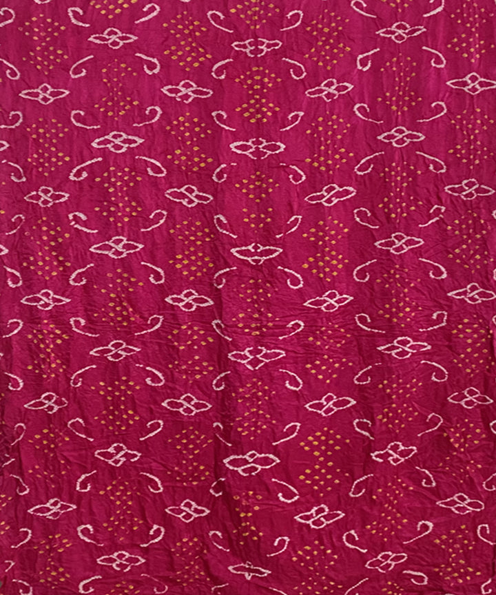 Dark pink hand printed tie dye bandhani gajji silk saree