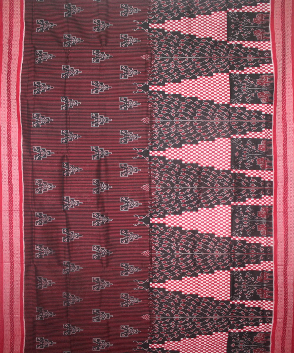 Handwoven Pasapalli Cotton Saree in Black and Red