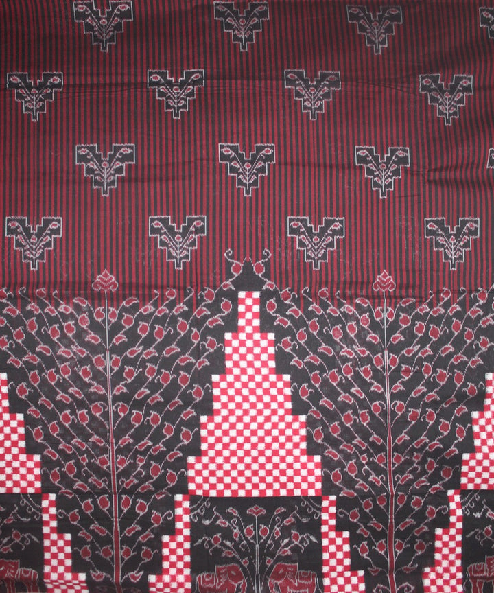 Handwoven Pasapalli Cotton Saree in Black and Red