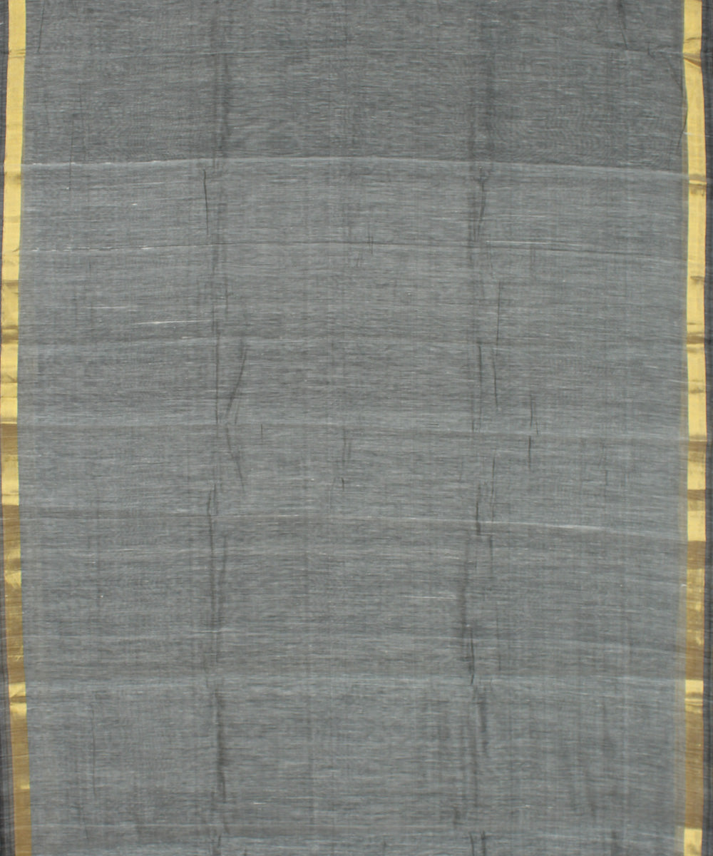 Gray black cotton karnataka handwoven saree