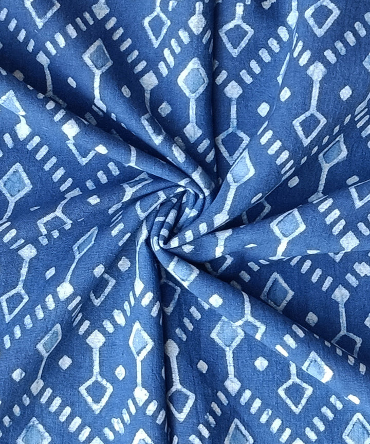 2.5m Indigo dabu print handspun handwoven cotton kurta fabric