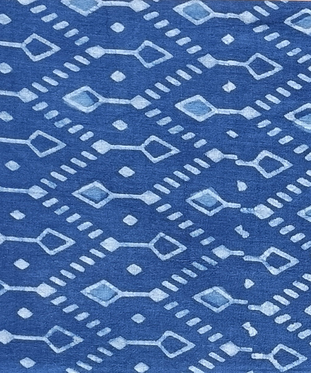 2.5m Indigo dabu print handspun handwoven cotton kurta fabric