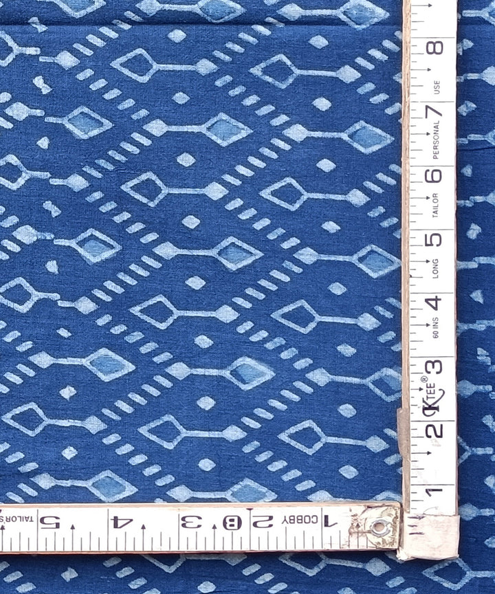 2.5m Indigo dabu print handspun handwoven cotton kurta fabric