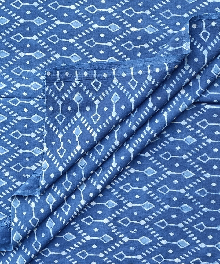 2.5m Indigo dabu print handspun handwoven cotton kurta fabric
