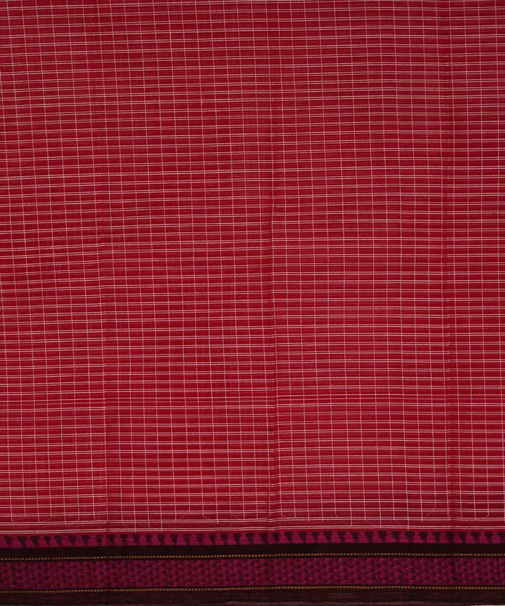 Tomato red handwoven cotton narayanpet saree